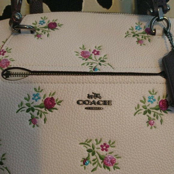🌹🥀HTF🥀🌹NeW COACH CROSS STITCH FLORAL PRAIRIE ROSE SATCHEL HANDBAG F22829 - Picture 10 of 15